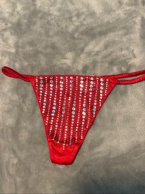 NWT LARGE Victoria's Secret Red Rhinestone THONG (MSRP 40)